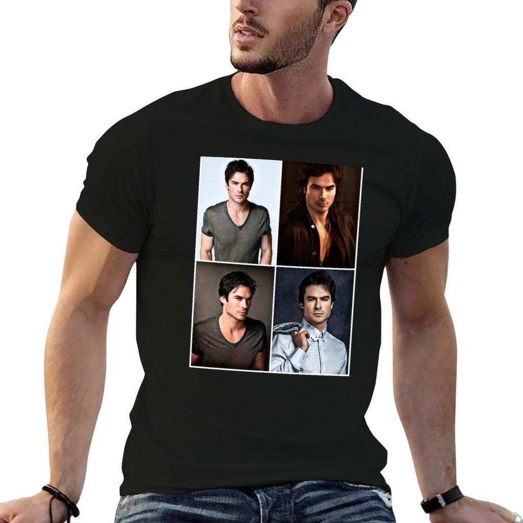 Ian Somerhalder Collage T-Shirt Basic Short Sleeve Cotton Blend T-Shirt