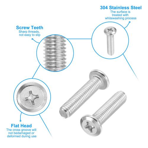 PATIKIL 8-Piece Round Head Phillips Head Machine Screws, M8-1.25 x 35mm, 304 Stainless Steel, 18-8 Full Thread, Connector Bolts for Machinery and Furn