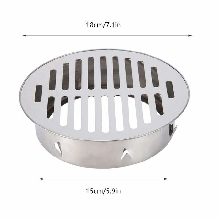 Siphon de sol inox rond 160 mm - grille plat anti-colmatage et anti-odeurs