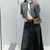 [Pre-Owned] Satchel 19 Letter Logo Zipper Closure Smooth Leather Bowling Bag Shoulder Crossbody Handbag Small - New #1EENHXJ