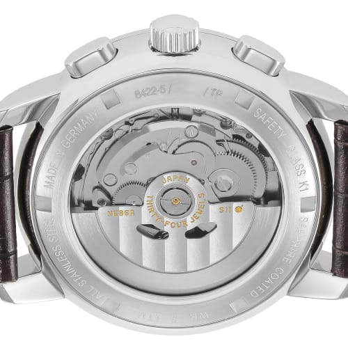 Zeppelin ATRANTIC Watch, 43mm, German, Brown, Ivory Dial, Stainless Steel, Automatic, Men's, 8422-5