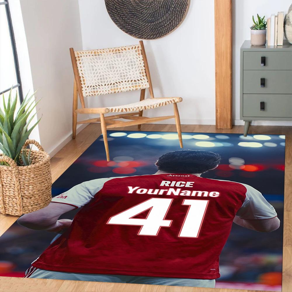 Arsenal Customize Your Name Floor Rug Office Rug Design for Outdoor Balcony Foyer Playrooms Anti-slip Rug Anime Office Decor