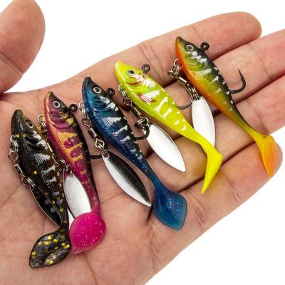 6cm Zinkende T-staart Zacht Aas Lure met Pailletten - Bionische Visvorm Loodkop
