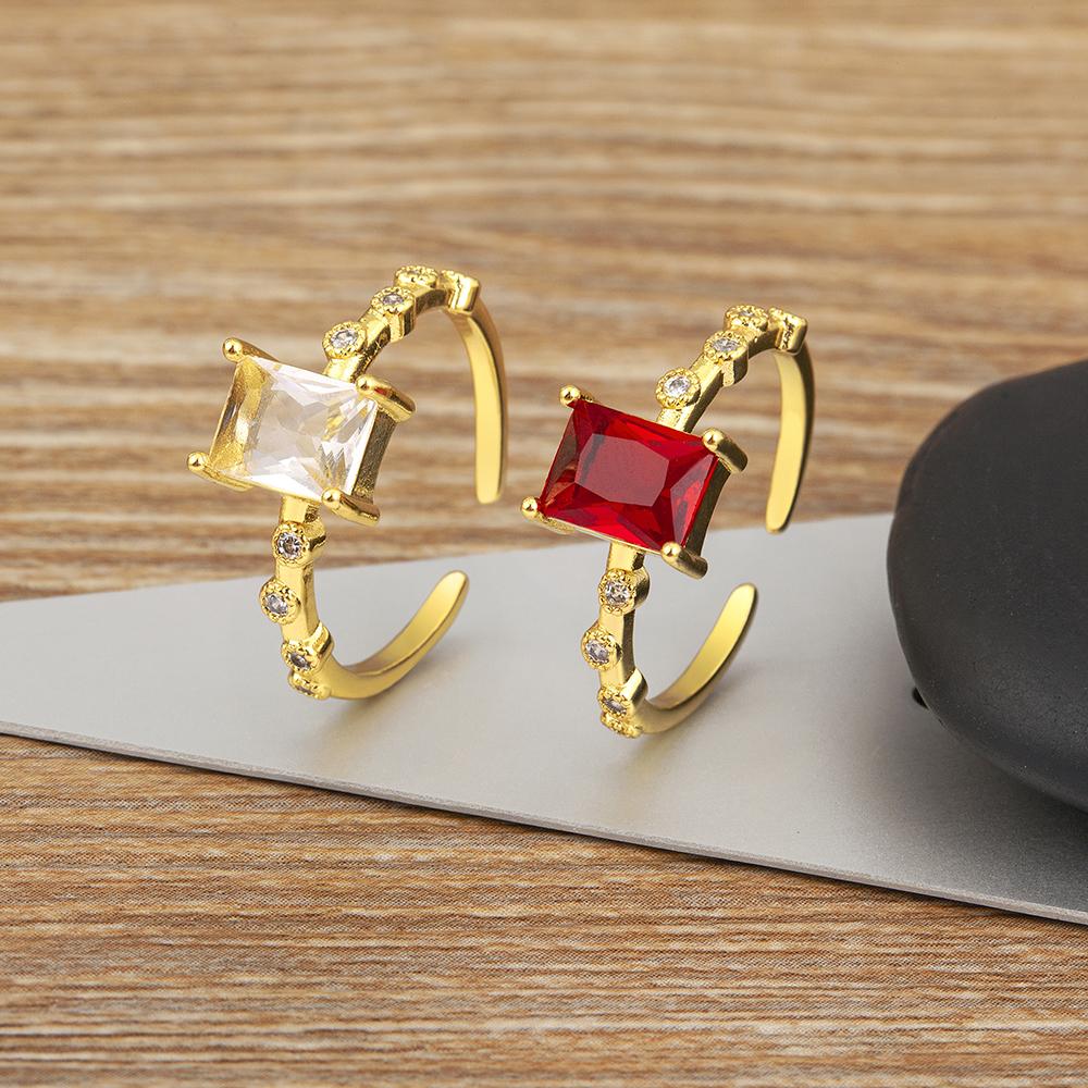 Nidin Classic New Design Inlaid Zircon Open Rings 3 Colors For Women Female Daily Jewelry Party Wholesale Accessories Gifts