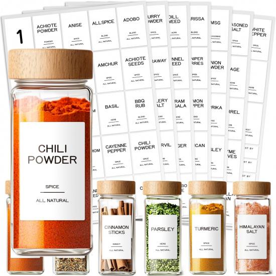 288 Pantry Labels for Food Containers, Preprinted Minimalist Waterproof Stickers for Organizing Storage B, Jars and Kitchen