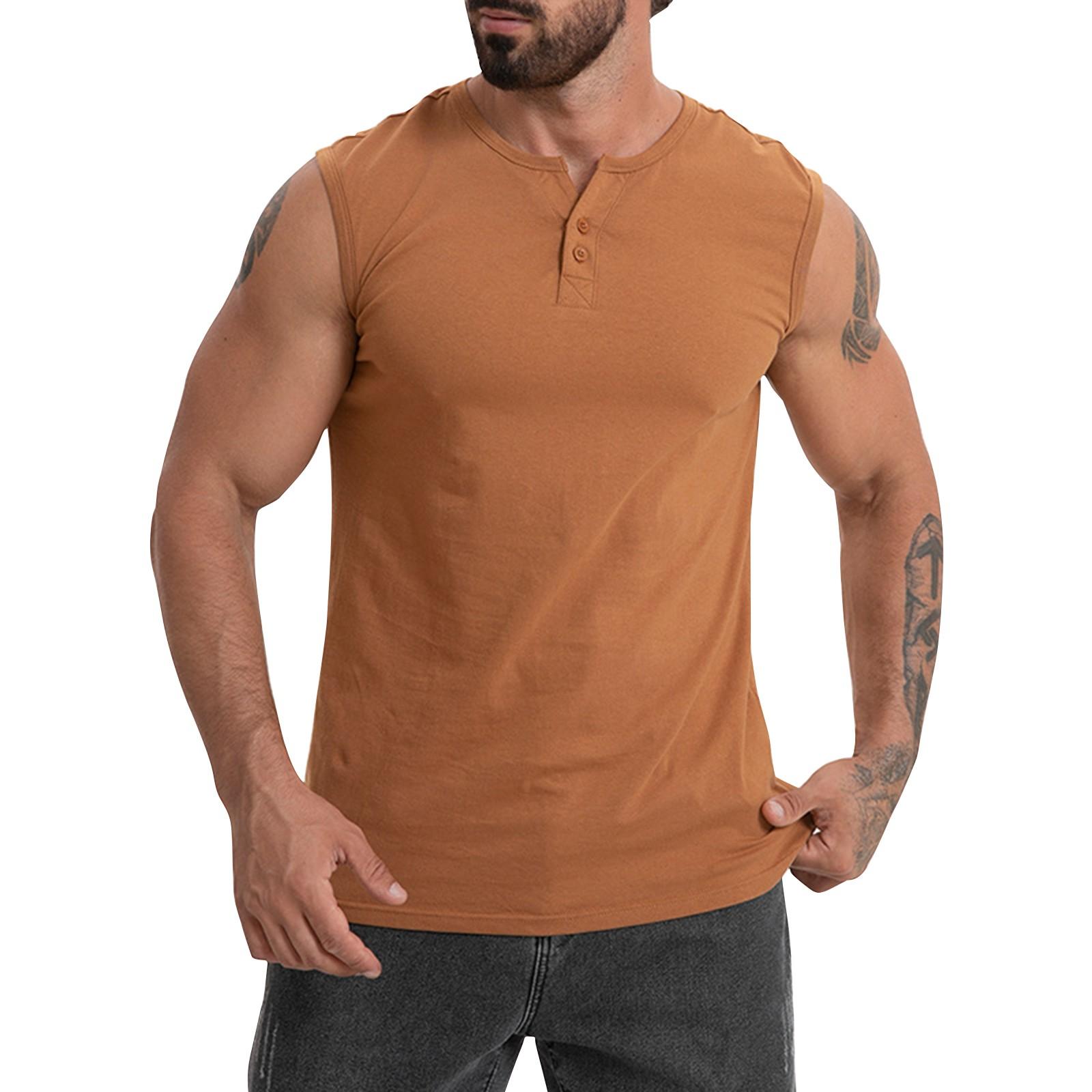 

Мужской летний однотонный спортивный жилет с пуговицами, мужской спортивный повседневный жилет M хаки