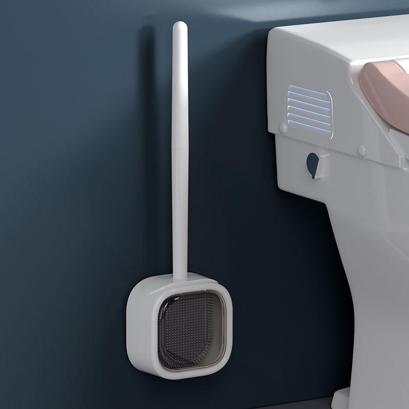 Wall-Mounted Silicone Toilet Brush Set - No Dead Corner Cleaning