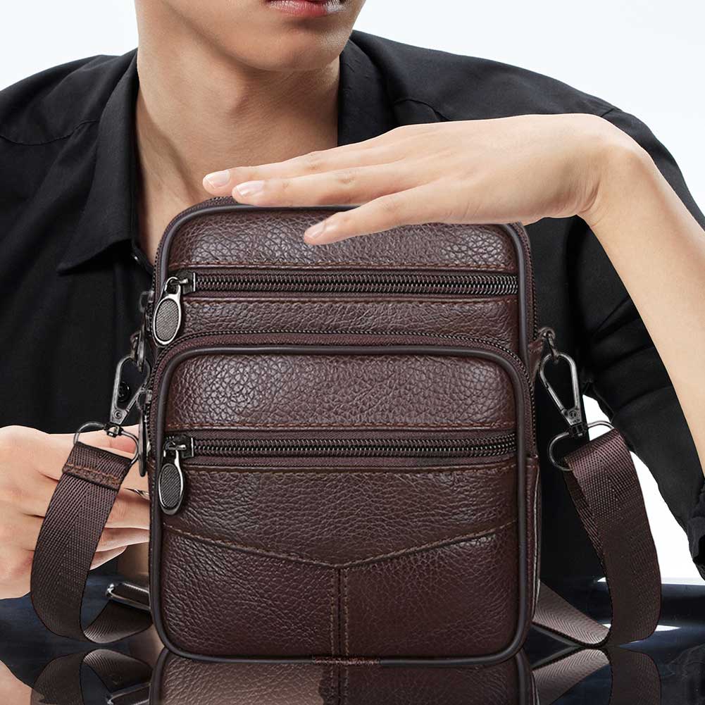 Borse a tracolla multifunzionali Pochette da cintura in pelle bovina Portamonete Moda Semplice Portatile Multitasche Casual per Sport all'aperto