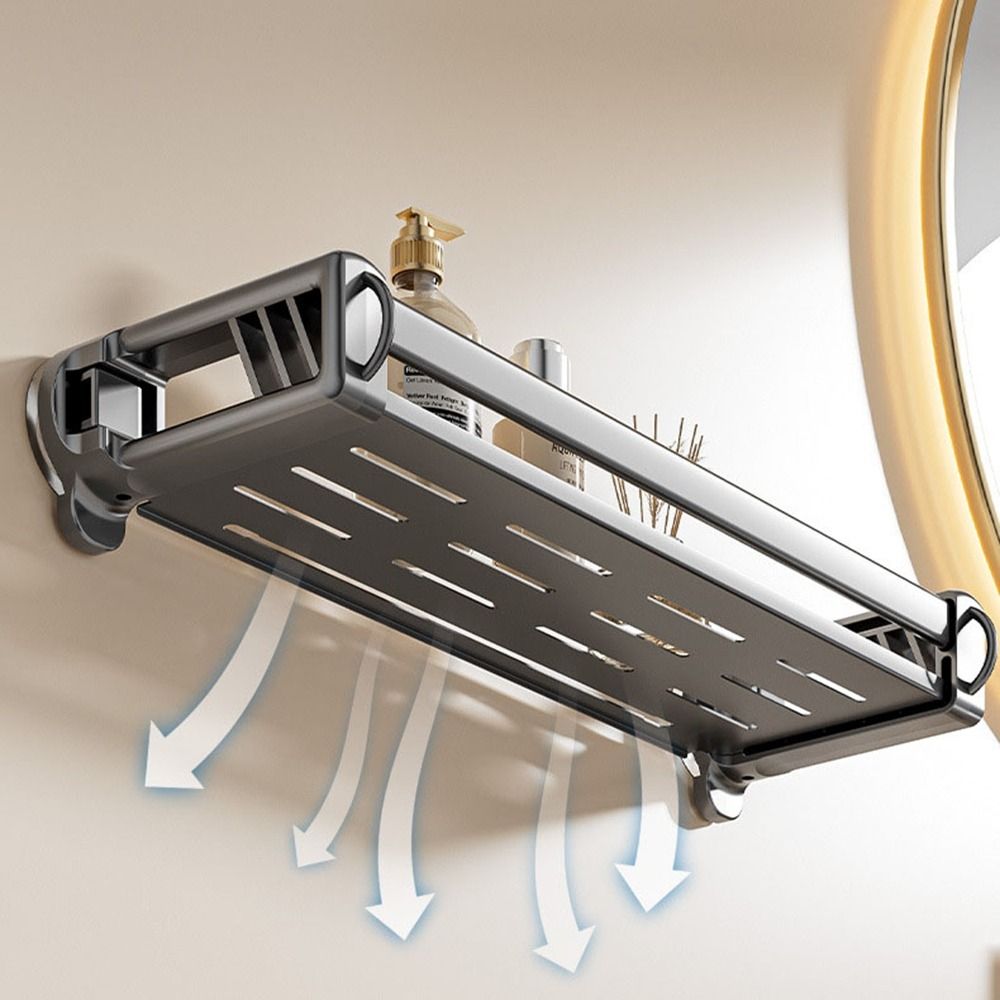 Wall Mounted Shampoo Storage Rack Carbon Steel Cosmetics Storage Rack  Bathroom