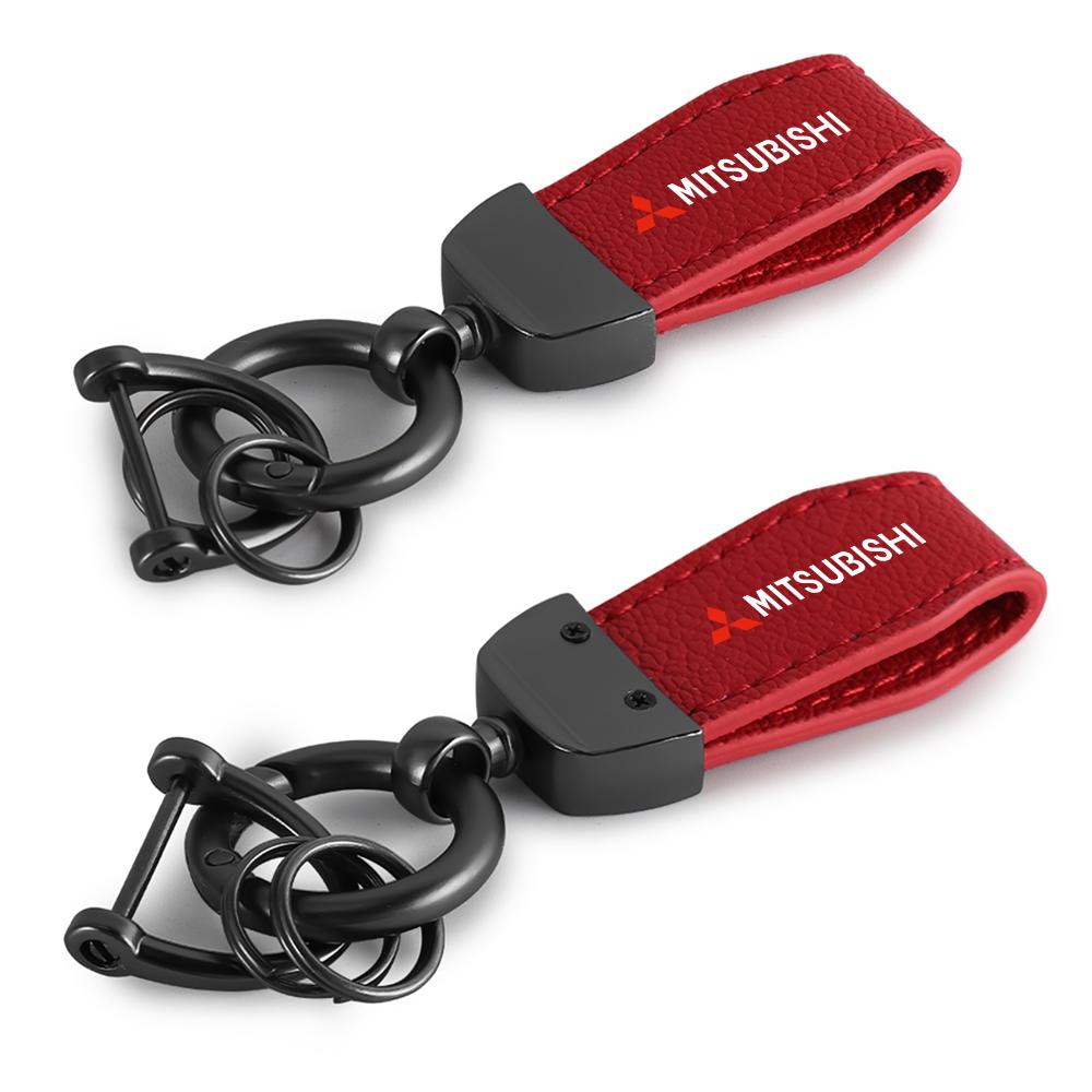 sdbf9 1pcs Leather Keychain Car KeyRing Chain Holder Auto Key Accessories For Mitsubishi Asx Lancer Triton Galan Colt Evolution Evo