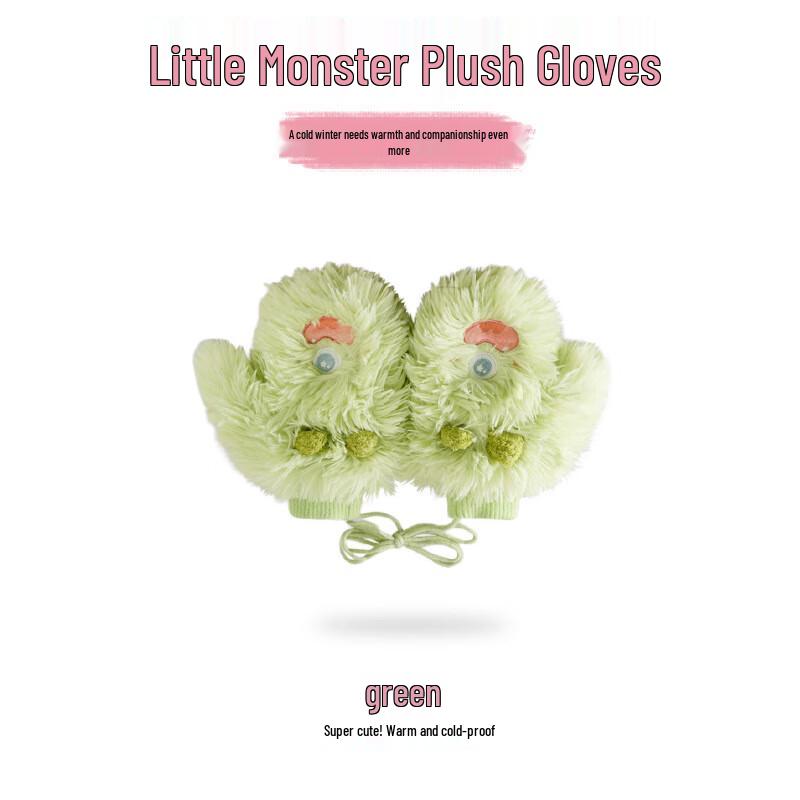 

Gu Teng Women s Cute Monster Plush Mittens with Lanyard