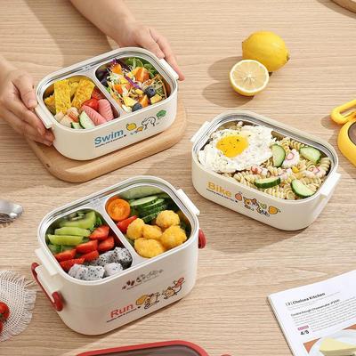 Doppellagige isolierte Lunchbox für Damen: Kompakter Edelstahl-Mahlzeitbehälter zum Abnehmen, ideal für Studenten & Berufstätige