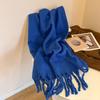 Winter New Mohair Striped Women Scarf Girls Female Warm Thickened Long Scarves Soft Coarse Braid Tassel Shawl Retro Wrap Shawls
