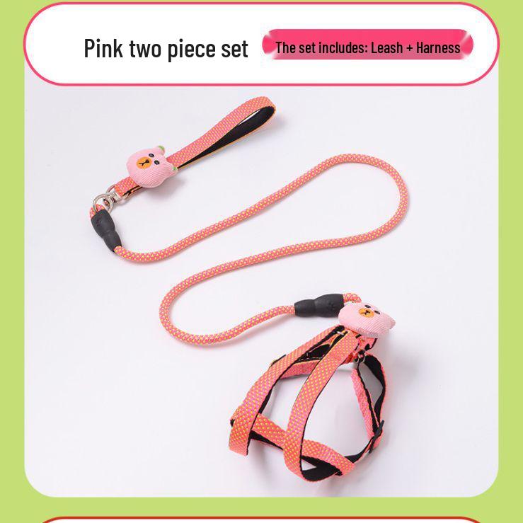 Bear Style Adjustable Breakaway Dog Leash Collar for Small Dogs - Anti-Explosion Double-Layer Design
