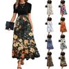 Short Sleeve Women's Dress Casual Flowy A-Line Midi Tshirt Dresses With Pockets Crewneck Vocation Boho Beach Sundress