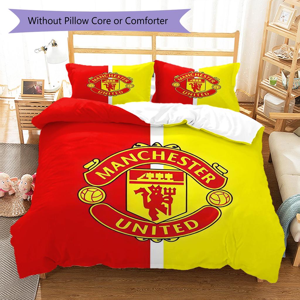 Set Lenzuola Trapunta Manchester United Copripiumino Federa Decorazione Casa Regalo di Compleanno (1 * copripiumino + 2 * federa, senza nucleo)