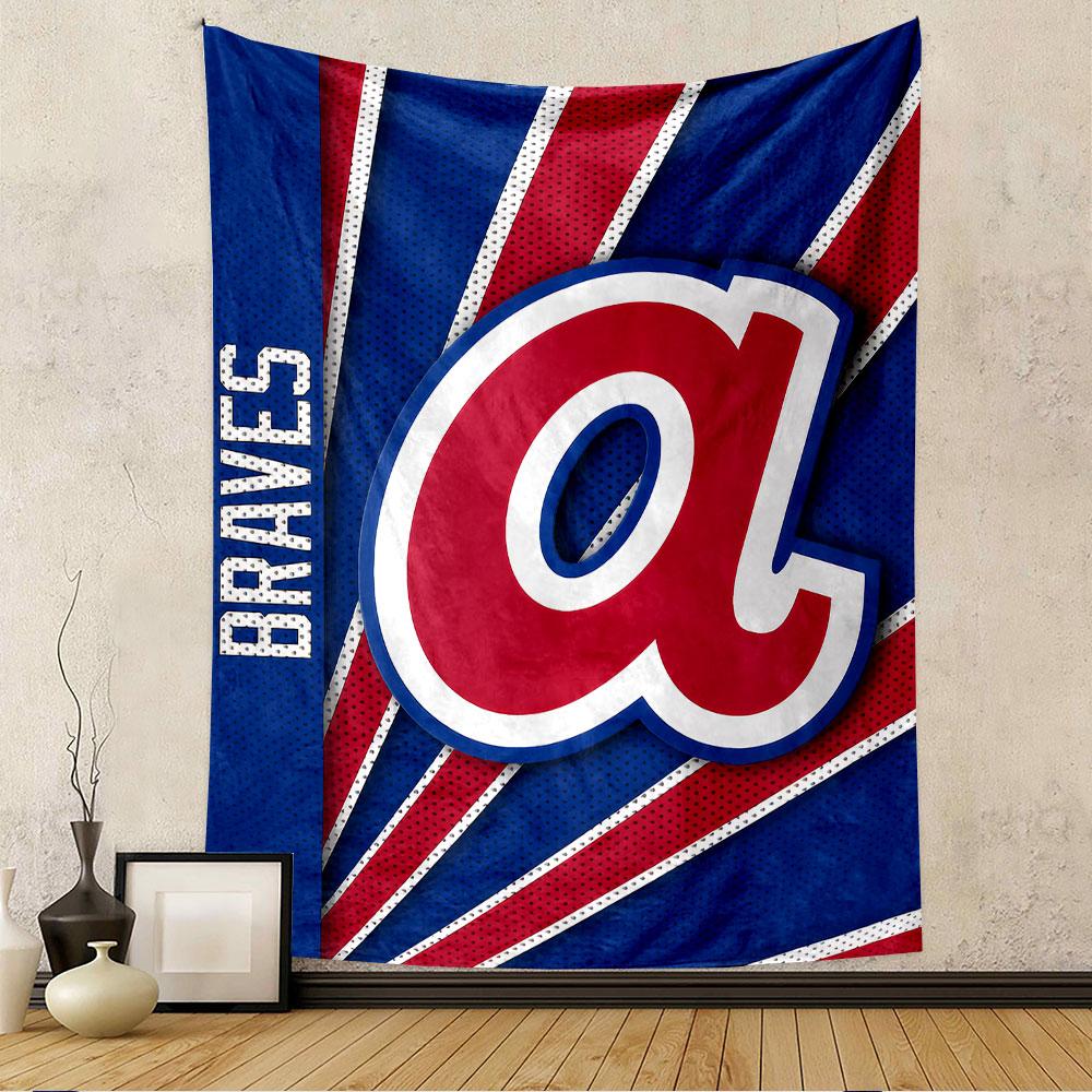 Atlanta Braves Tapestry Wall Hanging, MLB Baseball Team Logo Poster, Sports Wall Decor for Bedroom Living Room Dorm