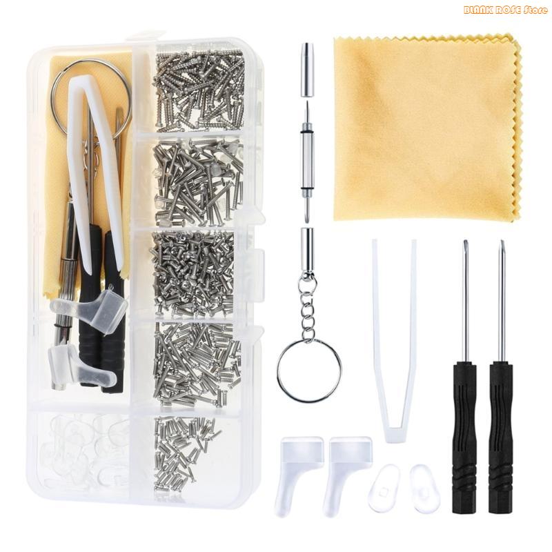 K1AE Eyeglass Repair Glasses Repair Tool with Glasses Screws, Nose Pad, Tool