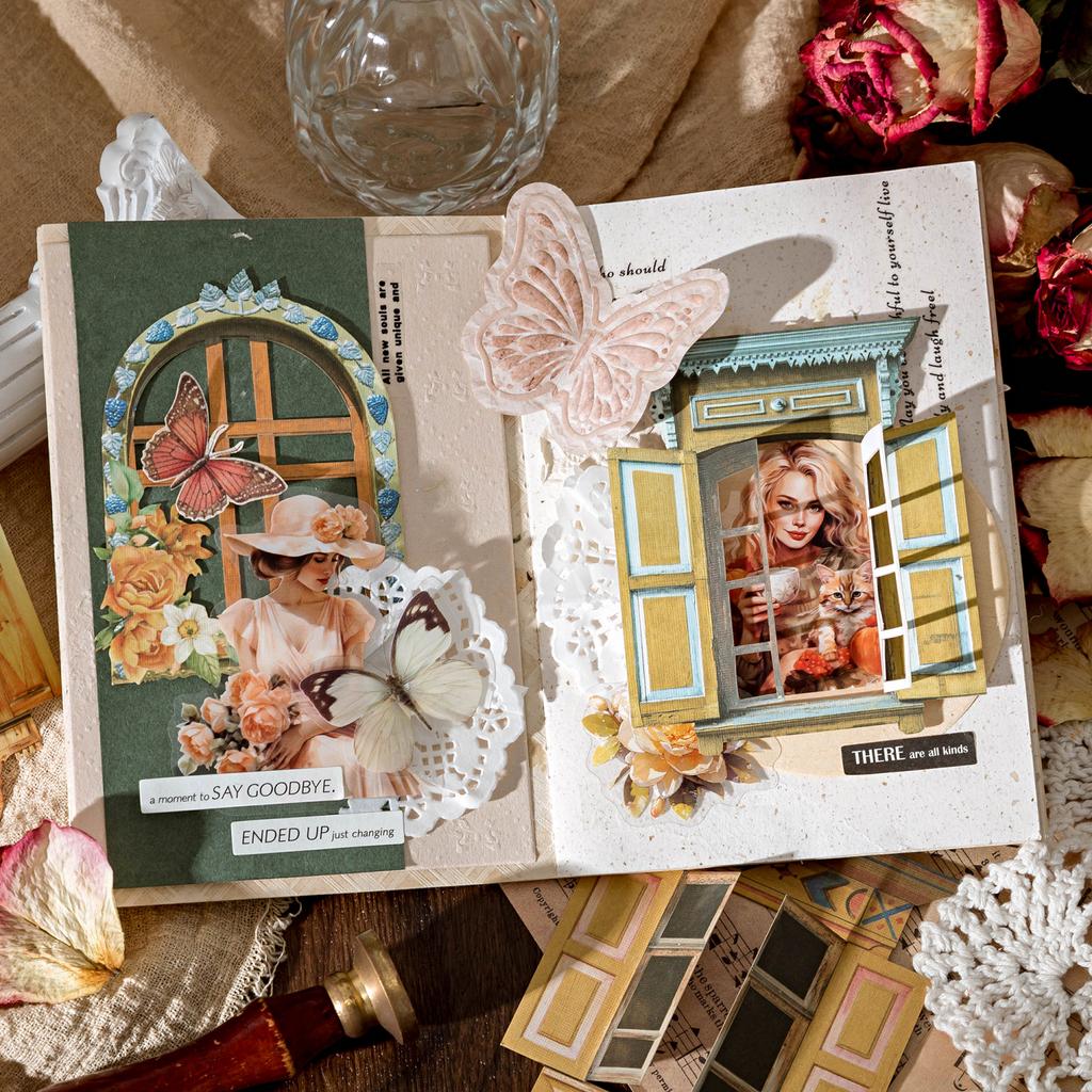 Delicate Material Paper Flower Windowsill Hollow Background Stickers Collage DIY Photo Frame Greeting Card Gift Decoration Paper