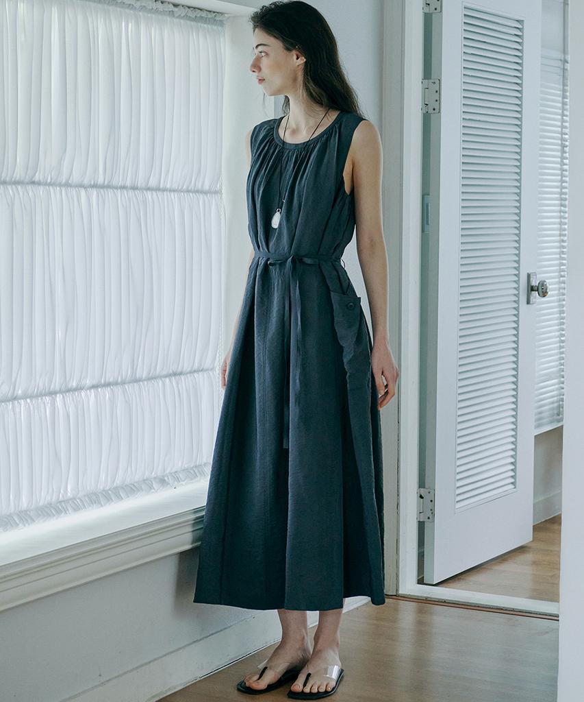 Marop 7106 Sleeveless Long Dress (Dark Gray)