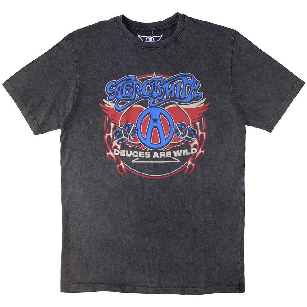 Aerosmith Rainbow Spade T Shirt Grey Premium Stone Wash Official New S M L S