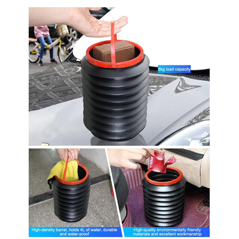 Space-saving 4L Portable Foldable Car Trash Cans with Telescopic Feature