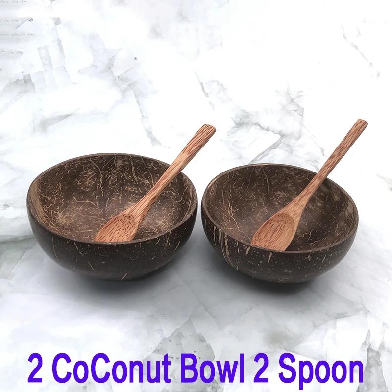 Pure natural coconut wooden bowl spoon kitchenware exquisite craftsmanship rice dessert bowl salad noodle bowl mousse pasta