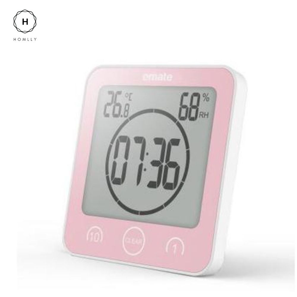 Homlly Bathroom Waterproof Big Digital LCD Wall Clock Timer with Alarm