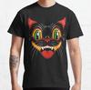 Retro Vintage Halloween Decor Black Cat Face Gifts Black S-5XL Unisex T-Shirt