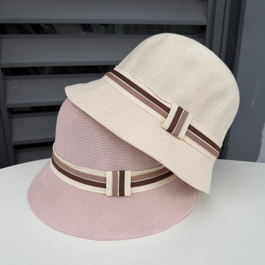 Simple and thin breathable knitted basin hat women's face protection sunscreen bucket hat summer travel sunscreen visor