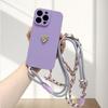 Crossbody Strap Case For Samsung Galaxy A17 A16 A56 A36 A07 A06 A26 A55 S25 FE Macaron Lanyard Shockproof Anti-Loss Love Cover