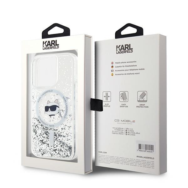 Karl Lagerfeld Klhmp15Llgchsgh Iphone 15 Pro 6.1 Hardcase Transparent Liquid Glitter Choupette Head Magsafe
