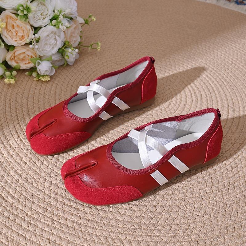 Ballerine Nere Argento Rosse Scarpe da Ginnastica da Donna Punta Divisa Ballerina Tabi Scarpe da Passeggio Donna Mary Jane Calzature Estate