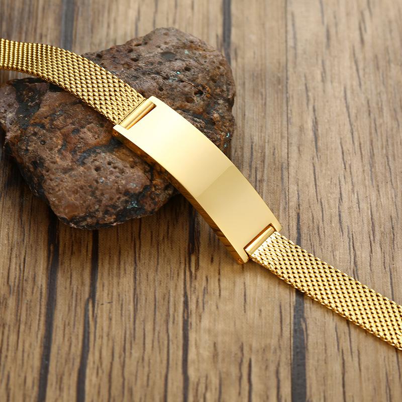 Vnox 10/16mm Adjustable Bracelets for Men Women Mesh Band Stainless Steel Metal Unisex Casual Jewelry