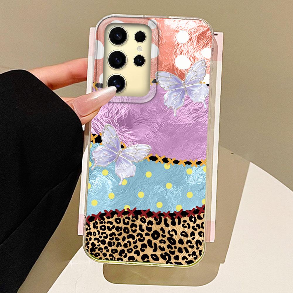 

Leopard Cherry Fruit Vortex Texture Women Phone Case for Samsung Galaxy S25 Edge S24 S23 S22 S21 S20 FE Plus Ultra Shell Cover Samsung Galaxy S24-S25 Plus білий