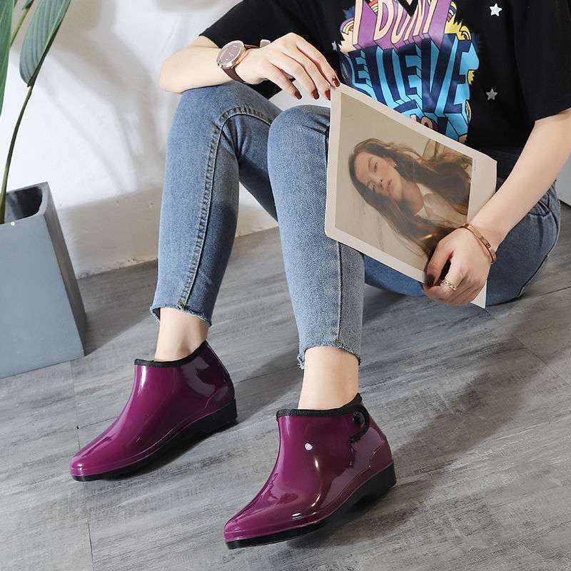 Rain shoes women's adult Korean version trendy fashion short tube waterproof, non-slip and wear-resistant spring and summer water shoes low-top rain