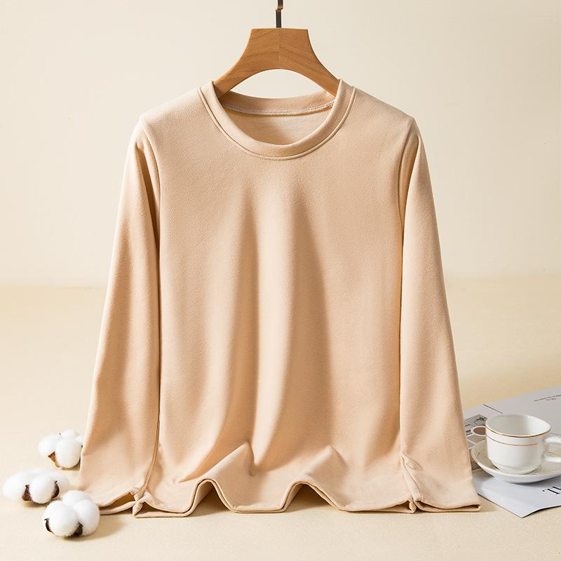 

Большой размер, свободная, с круглым вырезом, повседневная, женская, осенне-зимняя, теплая, с длинными рукавами, с толстой бархатной подкладкой для осенней домашней одежды XXL