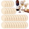 40 Pcs Wood Circled Drink Tags Wood Wedding Name Place Card Blank Wooden Drink Tags Flat Round Wood Wine Glass Name Tags Goblet