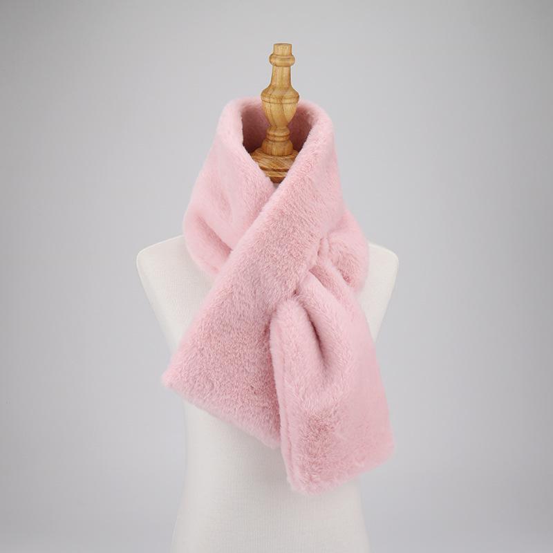 Women's Cute Korean-Style Plush Bear Scarf - Warm & Versatile for Autumn/Winter