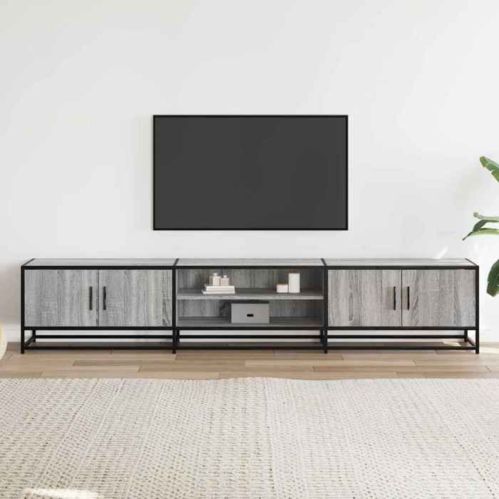 VidaXL Meuble TV sonoma gris 210x35x41 cm bois d'ingénierie, support TV, buffet TV, meuble multimédia, banc TV, meuble hifi, 3300783