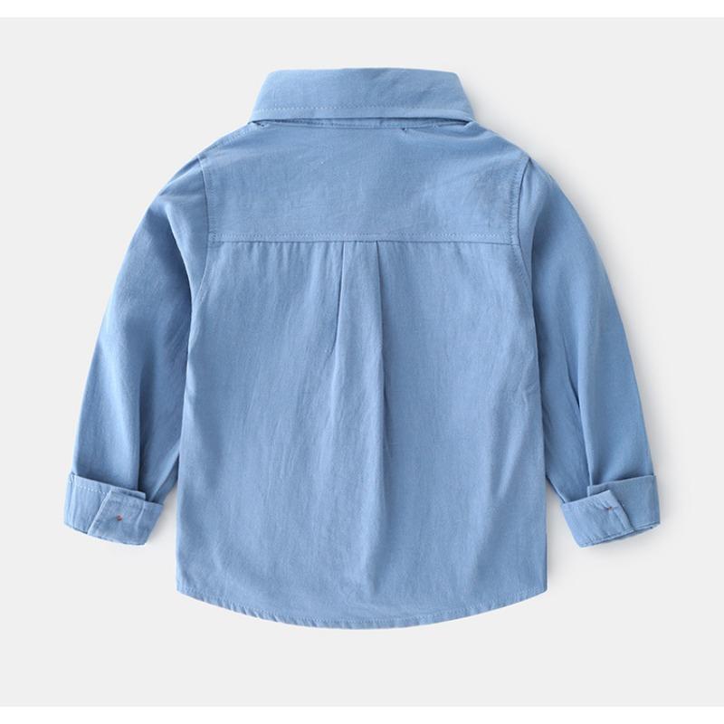 Jesień Nowa Odzież Dziecięca Jednolity Kolor Koszula z Długim Rękawem Top Bazowy