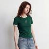 Women's 5A Antibacterial Ice Porcelain Cotton T-Shirt with Bowknot Embroidery
