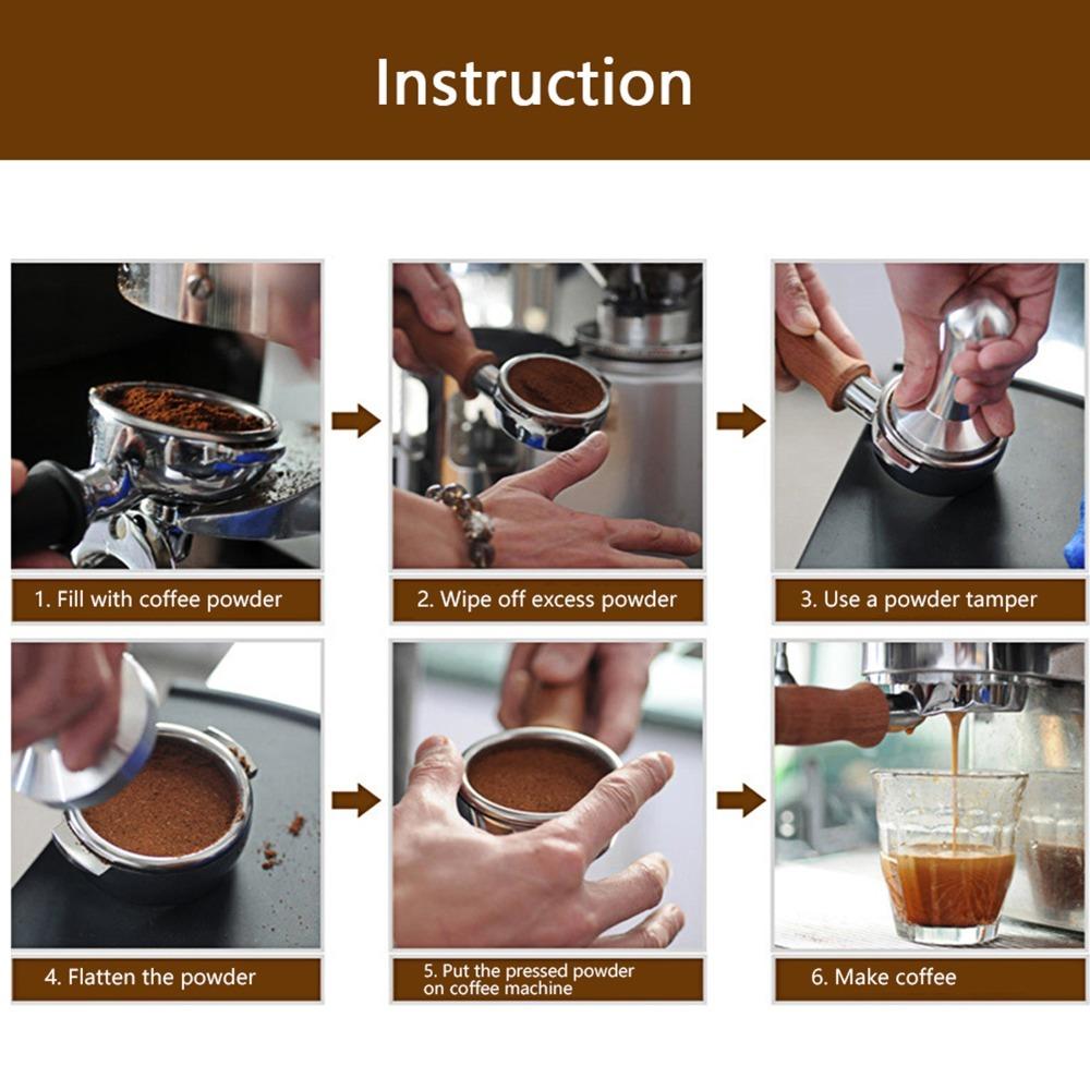 Flat Bottom 51mm Coffee Tamper Wooden Handle Espresso Tamper Coffee Press Tool Coffee Making