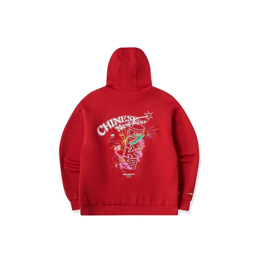 Hongxing Erke Cny Limited Edition Fireworks Series Sports Lifestyle Loose Fit Hoodie Unisex Hoodies Lucky-Red 51224102069-204