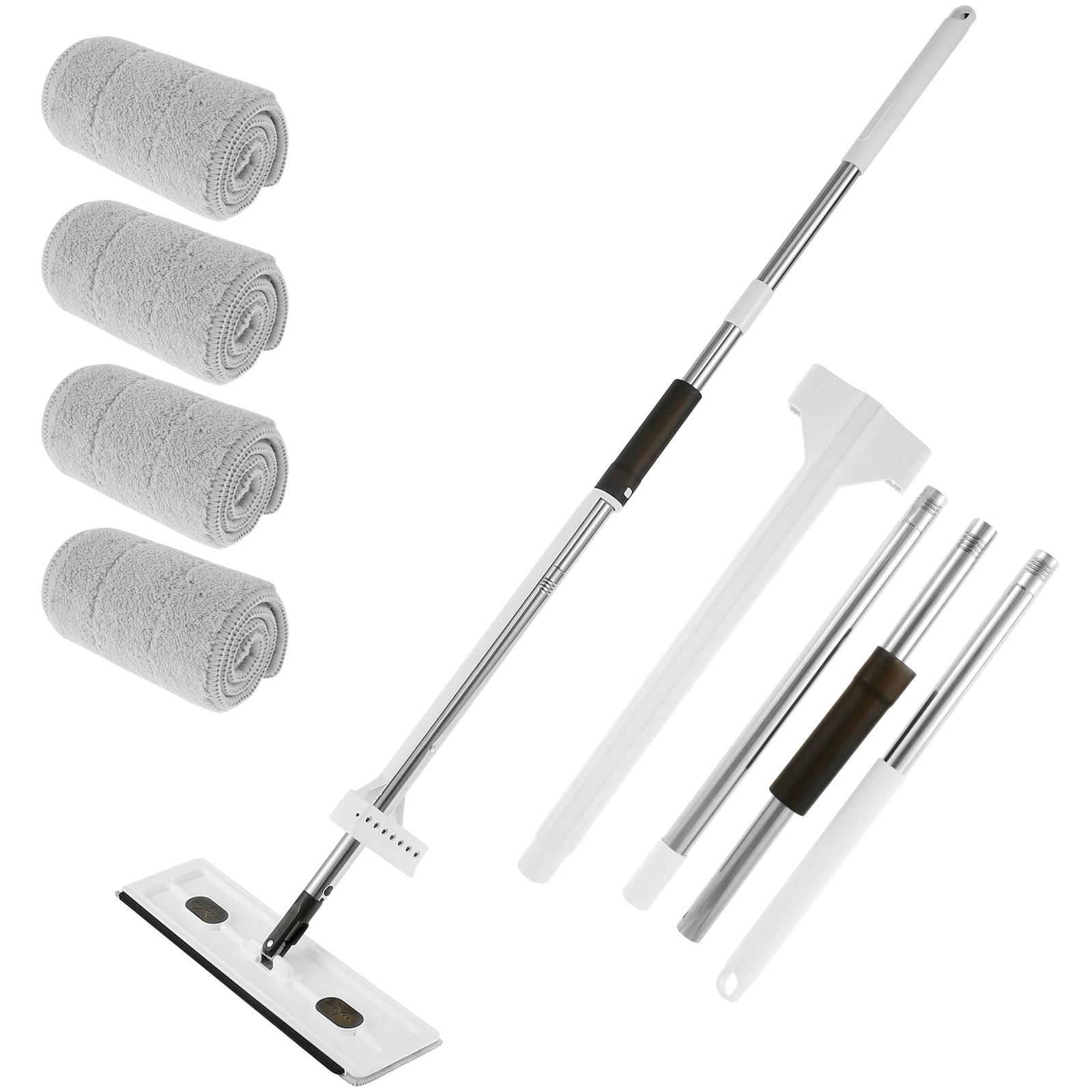 

Вращающаяся на 360 ° плоская швабра для пола с 4 моющимися насадками из микрофибры для влажной и сухой уборки Mmagic Mop для мытья пола в домашних условиях белый