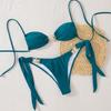 Sexy Ladies Bikini Set Straps Starfish Metal Drawstring Low Waist Sexy Swimsuit Set