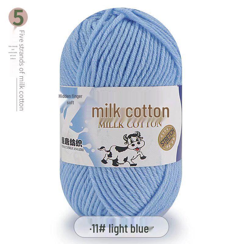 Five-Strand Milk Cotton Yarn for Crochet: Medium-Thick, Hand-Knitted DIY Kit for Dolls, Shoes, Scarves.
