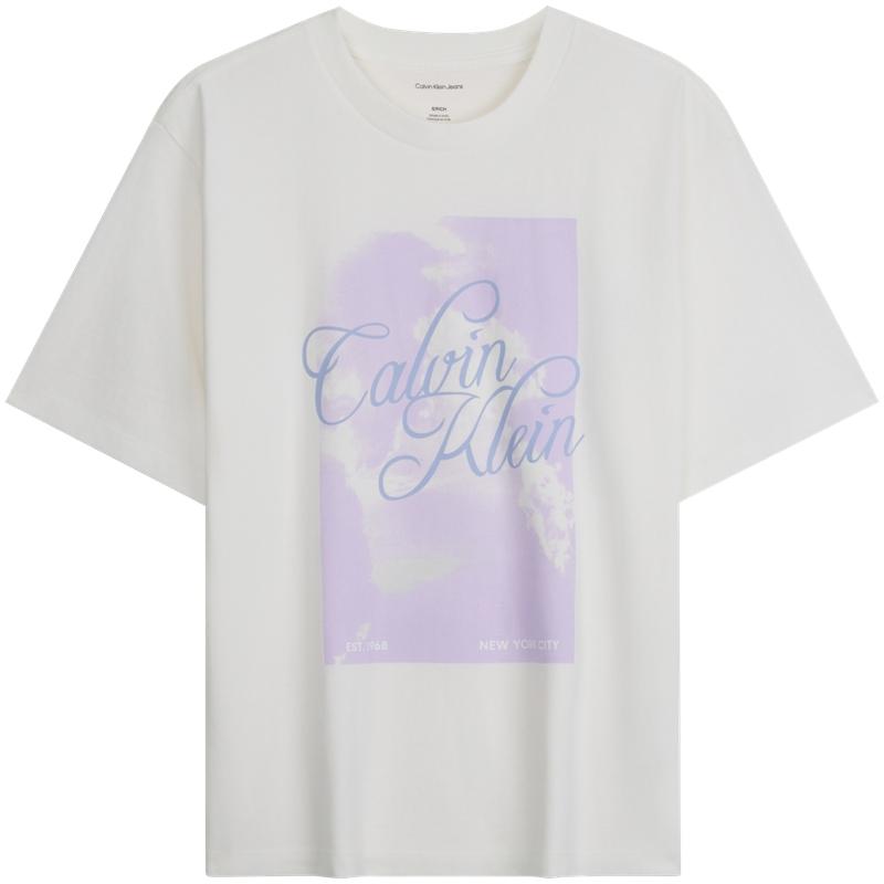 Calvin Klein Casual Commuter Graphic Letter Print Cotton Short Sleeve T-Shirt Women Tops 47F851G