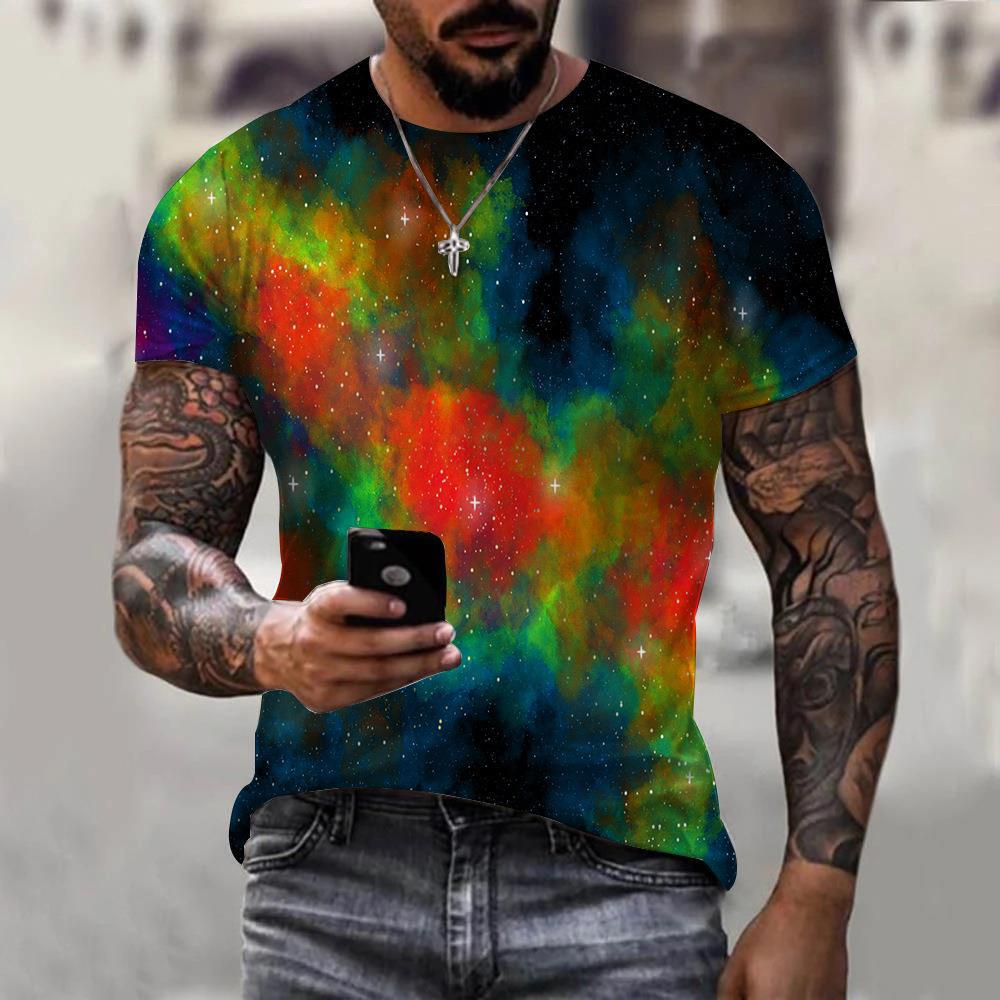 

Мужская футболка с коротким рукавом и круглым вырезом с крутым принтом - Дышащая, стильная и модная XS