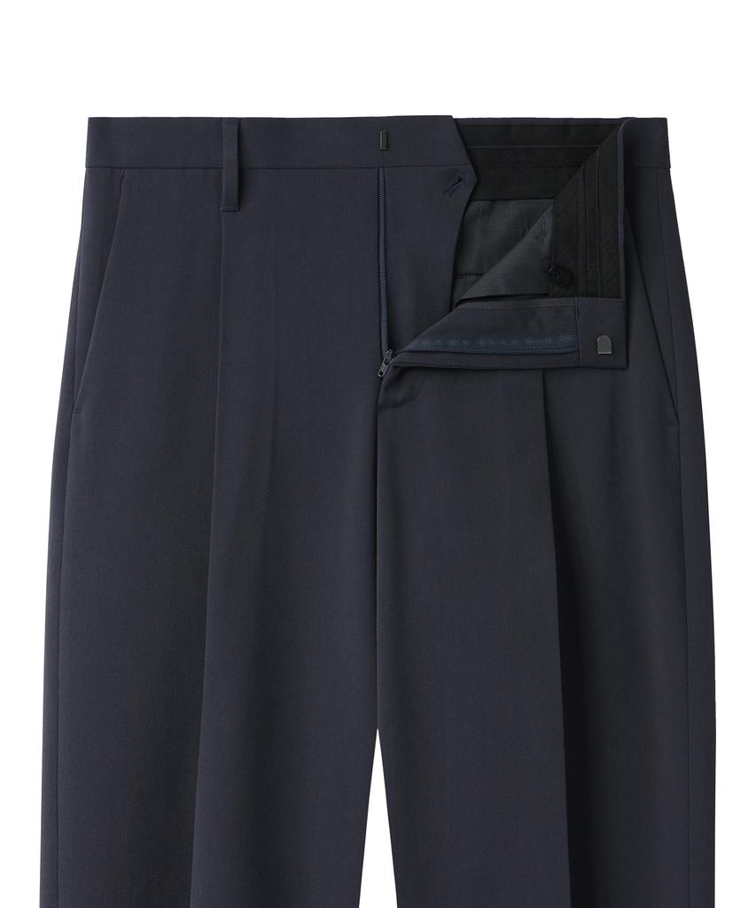 Musinsa Standard Narrow Belt One-Pleat Wide Slacks [Iron Gray]